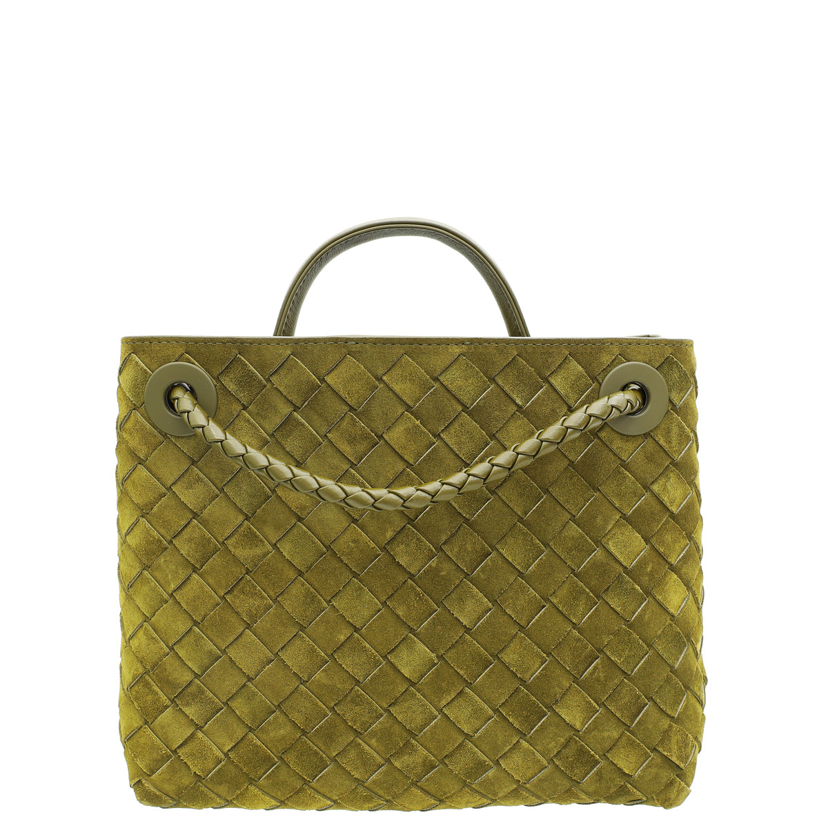 Bottega Veneta Olive Oil Suede Small Andiamo Bag-Bottega Veneta-THE CLOSET