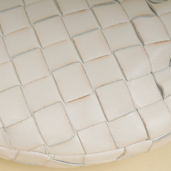 Bottega Veneta White Intrecciato Mini Jodie Bag-Bottega Veneta-THE CLOSET