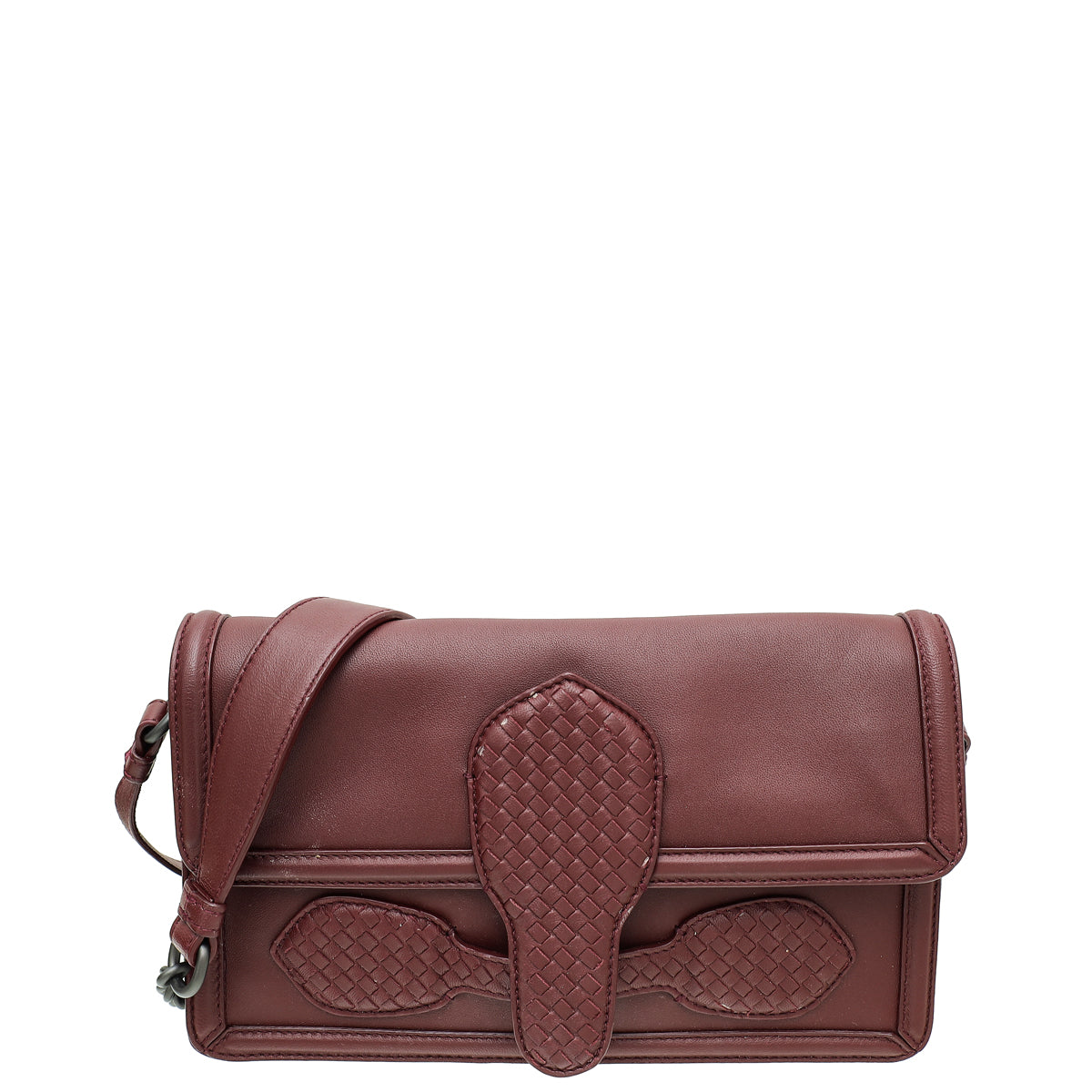 Bottega Veneta Burgundy Intrecciato Rialto Small Shoulder Bag-Bottega Veneta-THE CLOSET