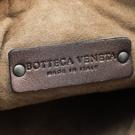 Bottega Veneta Dark Bronze Intrecciato Nappa Belted Zip Bucket Bag