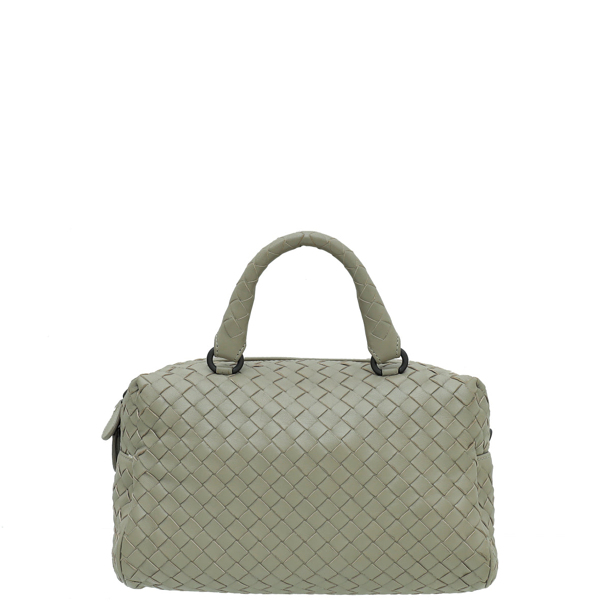 Bottega Veneta Light Gray Intrecciato Nappa Top Handle Boston Bag-Bottega Veneta-THE CLOSET