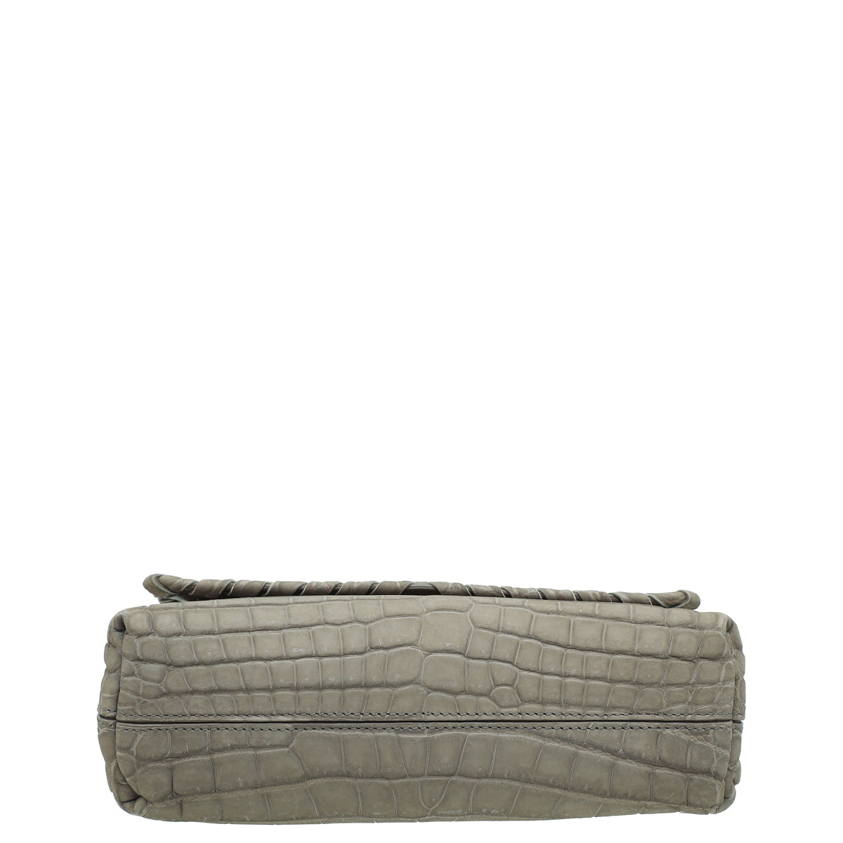 Bottega Veneta Matte Grey Crocodile Embossed Olimpia Crossbody Bag