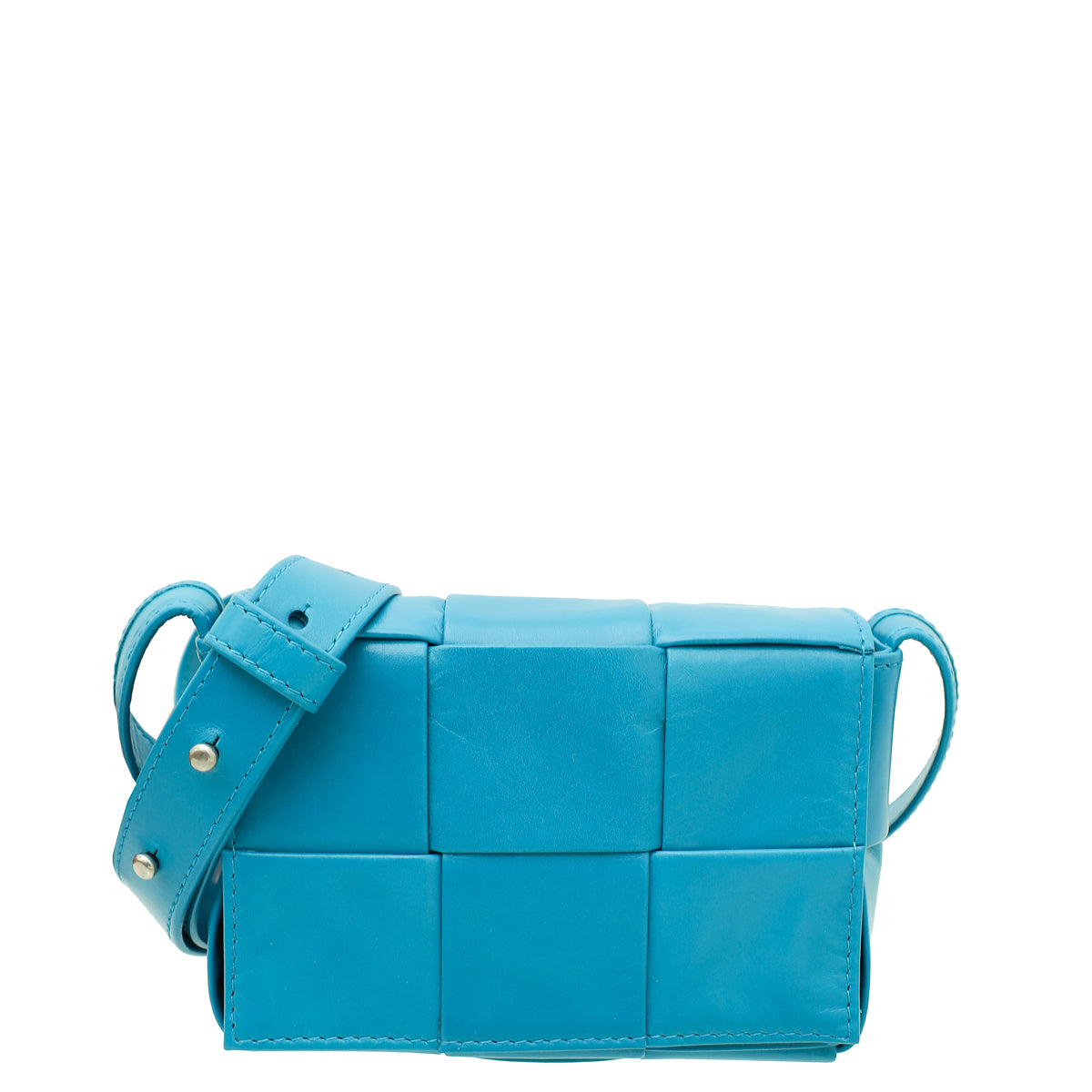 Bottega Veneta Teal Intrecciato Paper Mini Cassette Bag-Bottega Veneta-THE CLOSET