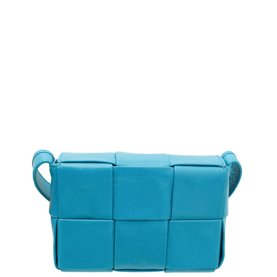 Bottega Veneta Teal Intrecciato Paper Mini Cassette Bag