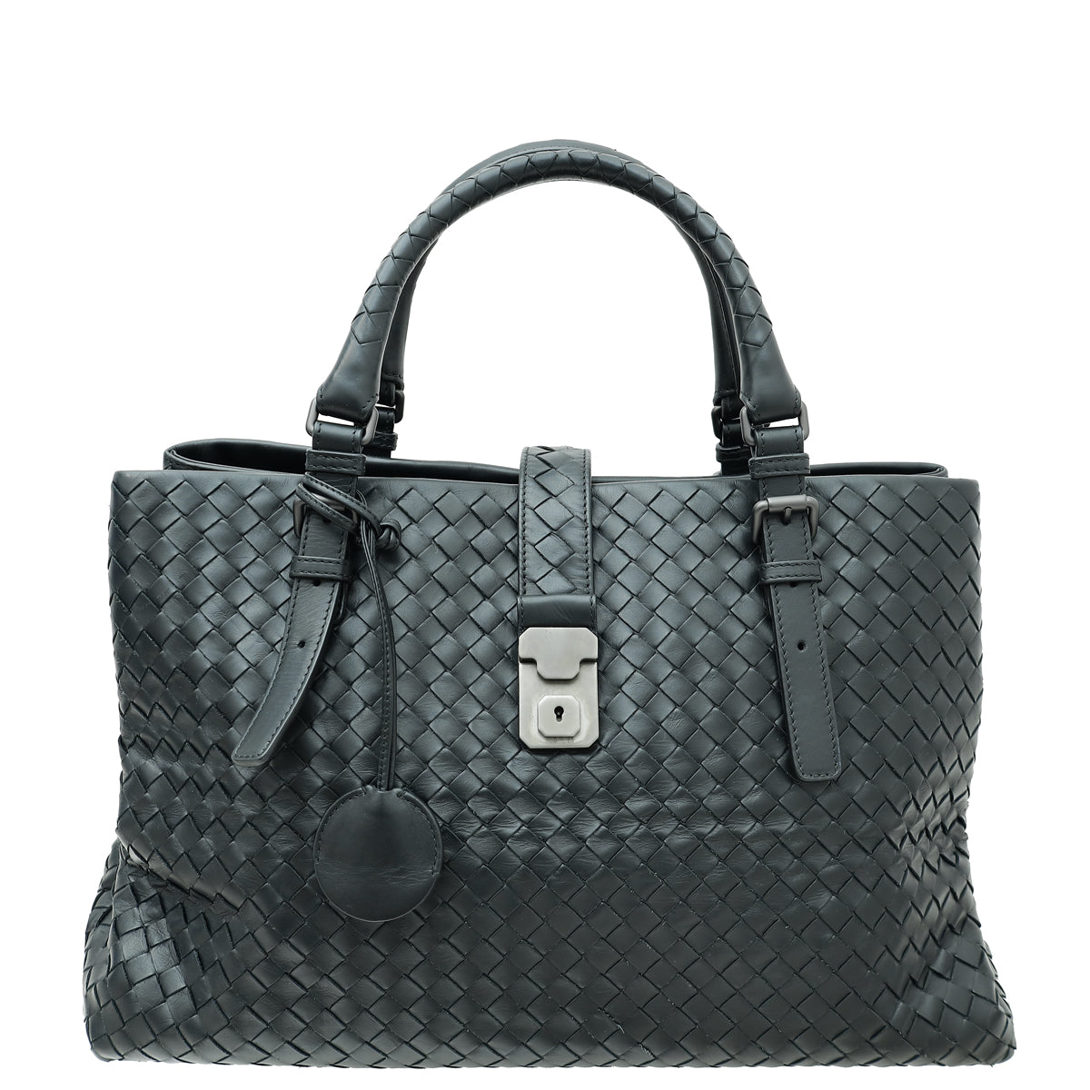 Bottega Veneta Black Intrecciato Nappa Roma Bag-Bottega Veneta-THE CLOSET