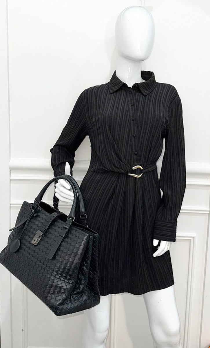 Bottega Veneta Black Intrecciato Nappa Roma Bag