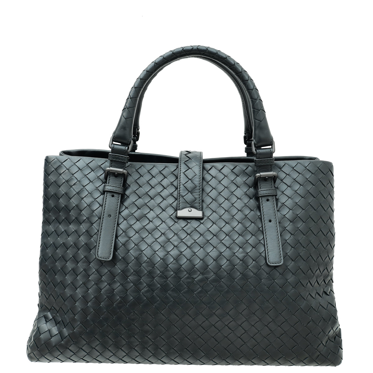 Bottega Veneta Black Intrecciato Nappa Roma Bag-Bottega Veneta-THE CLOSET