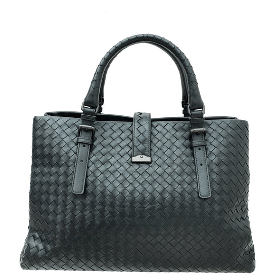 Bottega Veneta Black Intrecciato Nappa Roma Bag