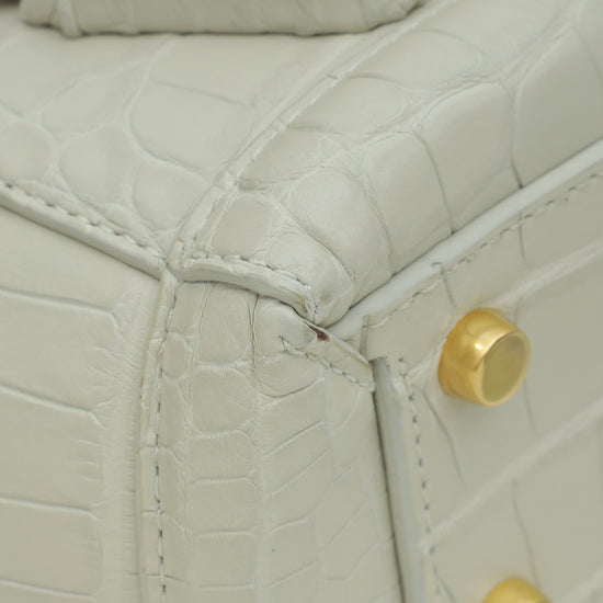 Bottega Veneta Ivory Cream Alligator Arco Mini Bag