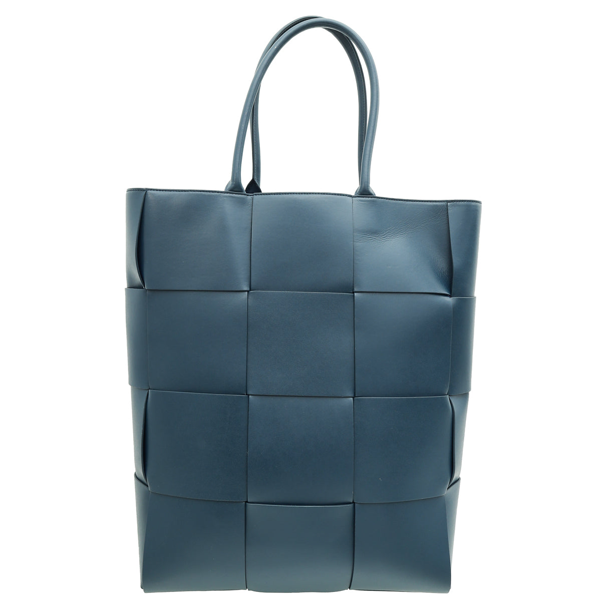 Bottega Veneta Dark Teal Maxi Intrecciato Vertical Arco Tote Bag-Bottega Veneta-THE CLOSET
