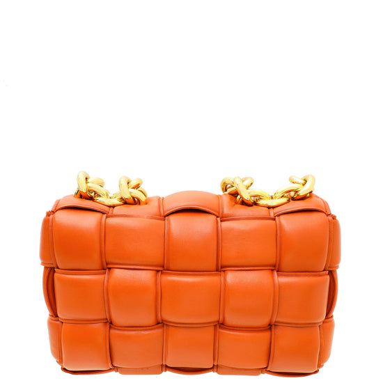 Bottega Veneta Rust Orange Padded Intrecciato Chain Cassette Bag