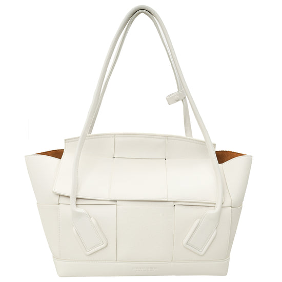 Bottega Veneta White Arco Medium Tote Bag