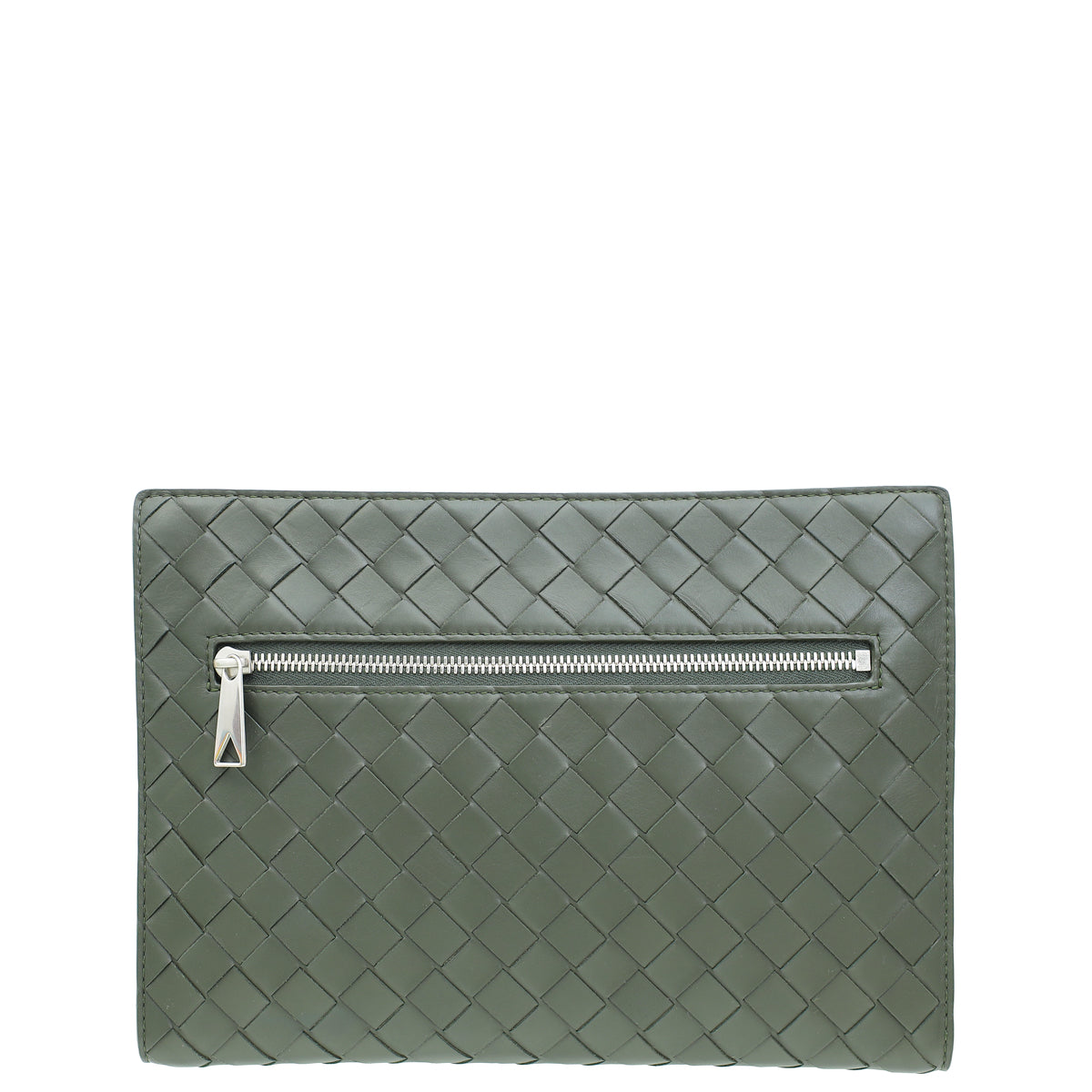 Bottega Veneta Dark Olive Intrecciato Nappa Men's Small Document Case With Wrist-Bottega Veneta-THE CLOSET