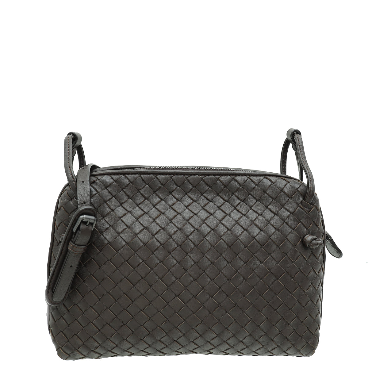 Bottega Veneta Brown Intrecciato Nappa Nodini Crossbody Bag-Bottega Veneta-THE CLOSET