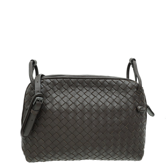 Bottega Veneta Brown Intrecciato Nappa Nodini Crossbody Bag