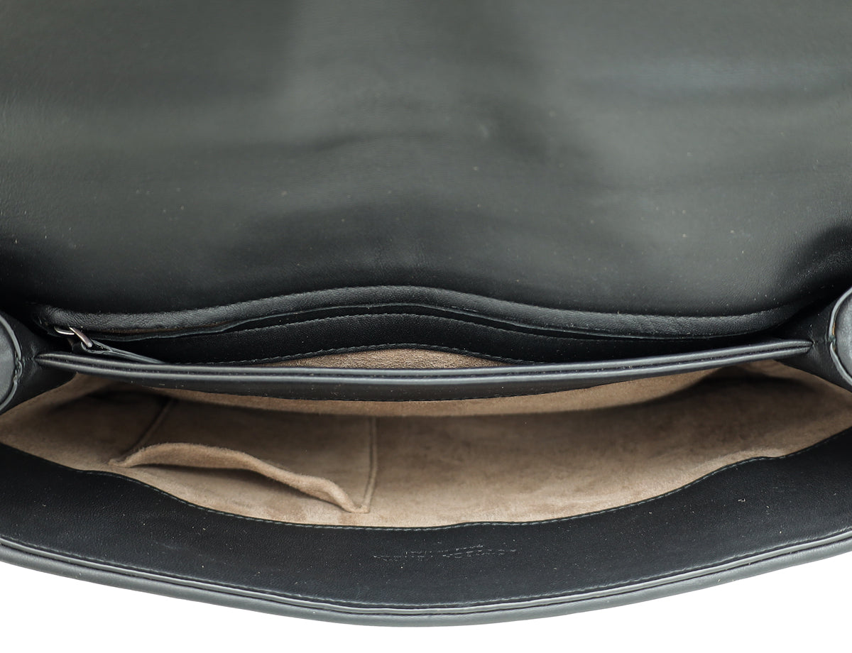 Bottega Veneta Black Intrecciato Nappa Olimpia Medium Bag-Bottega Veneta-THE CLOSET