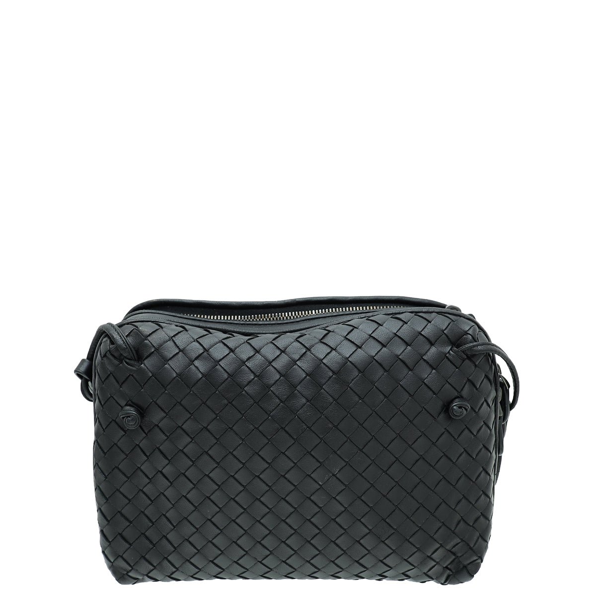 Bottega Veneta Black Intrecciato Nappa Nodini Double Zip Crossbody Bag-Bottega Veneta-THE CLOSET
