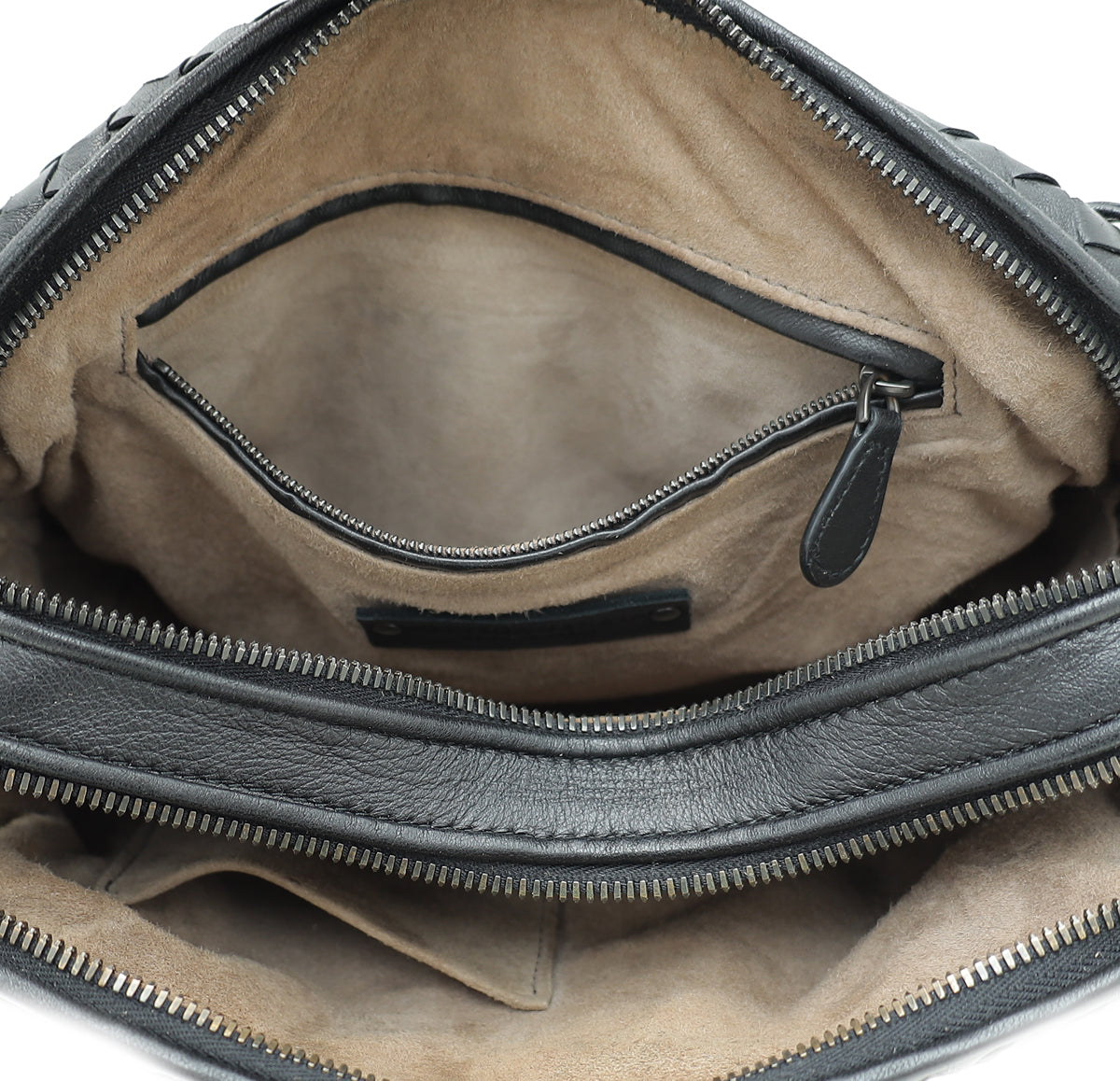Bottega Veneta Black Intrecciato Nappa Nodini Double Zip Crossbody Bag