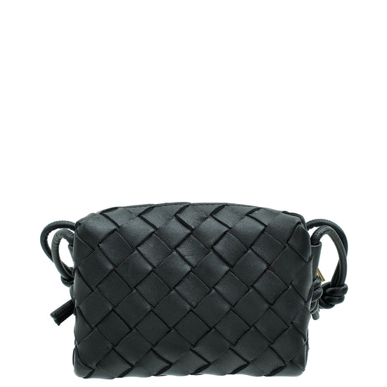 Bottega Veneta Black Intrecciato Nappa Candy Loop Camera Small Bag