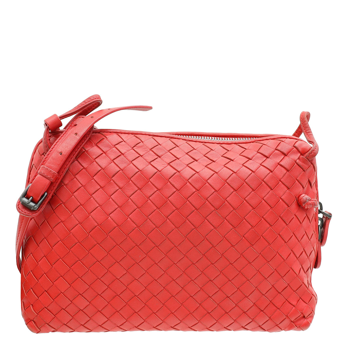 Bottega Veneta Red Intrecciato Nodini Crossbody Bag-Bottega Veneta-THE CLOSET