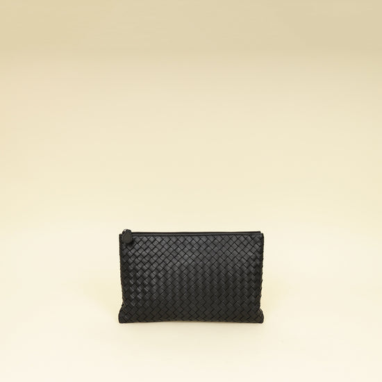 Bottega Veneta Black Intrecciato Pouch-Bottega Veneta-THE CLOSET