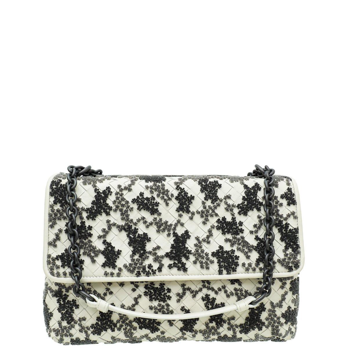 Bottega Veneta Bicolor Intrecciato Nappa Flocked Velvet Olimpia Medium Shoulder Bag-Bottega Veneta-THE CLOSET