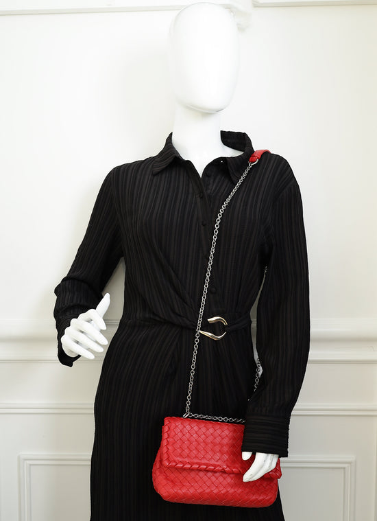 Bottega Veneta Red Intrecciato Olimpia Bag