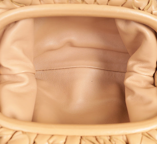 Bottega Veneta Nude Intrecciato Nappa Mini Pouch-Bottega Veneta-THE CLOSET