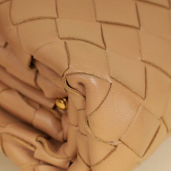 Bottega Veneta Nude Intrecciato Nappa Mini Pouch-Bottega Veneta-THE CLOSET