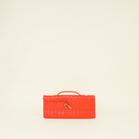 Bottega Veneta Orange Red Intrecciato Nappa Andiamo Clutch