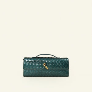 Bottega Veneta Emerald Foggy Intrecciato Andiamo Clutch