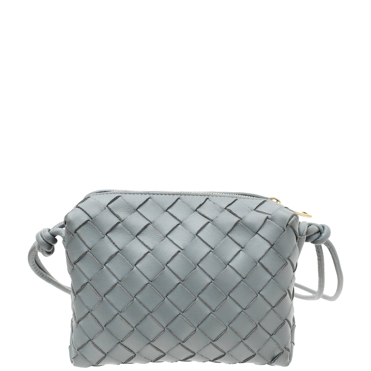 Bottega Veneta Grey Intrecciato Loop Crossbody Mini Bag-Bottega Veneta-THE CLOSET