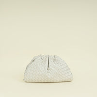 Bottega Veneta Plaster White Intrecciato The Pouch Clutch Bag