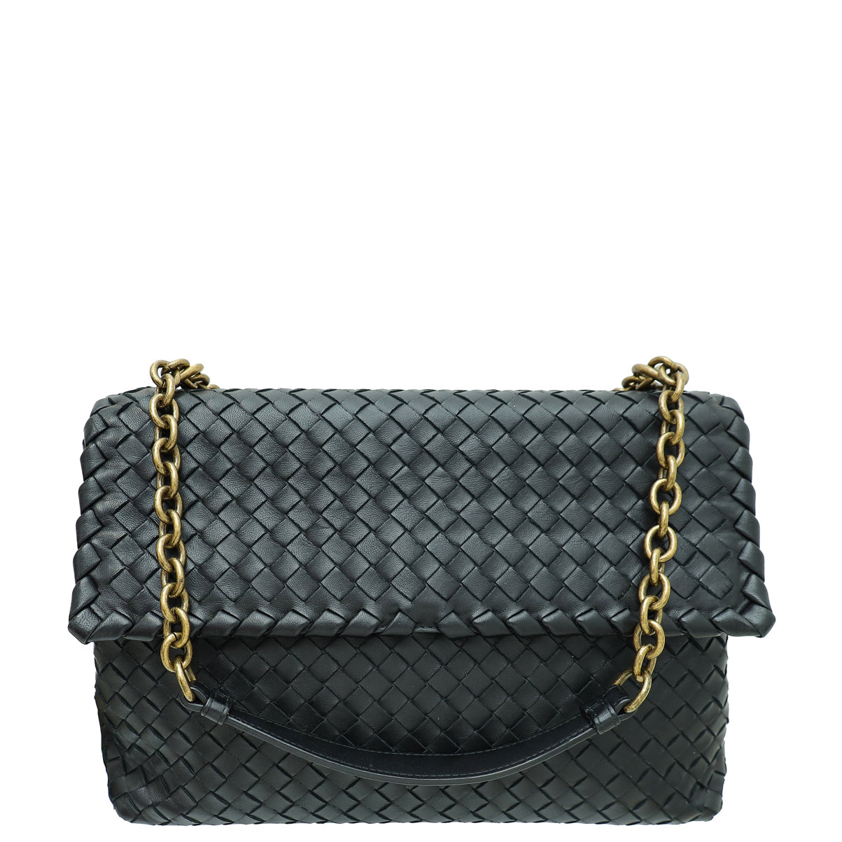 Bottega Veneta Black Intrecciato Nappa Olimpia Medium Shoulder Bag-Bottega Veneta-THE CLOSET