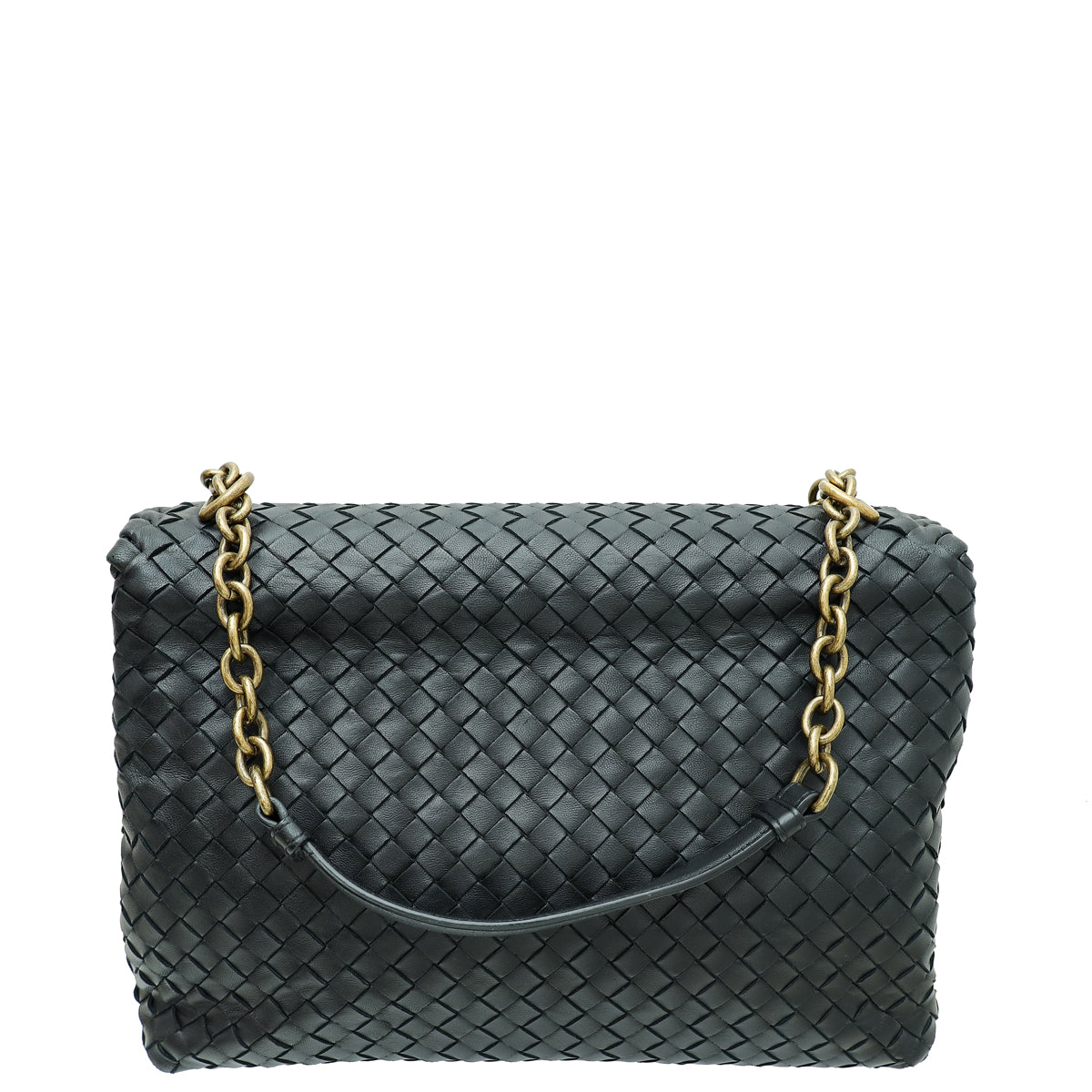 Bottega Veneta Black Intrecciato Nappa Olimpia Medium Shoulder Bag-Bottega Veneta-THE CLOSET