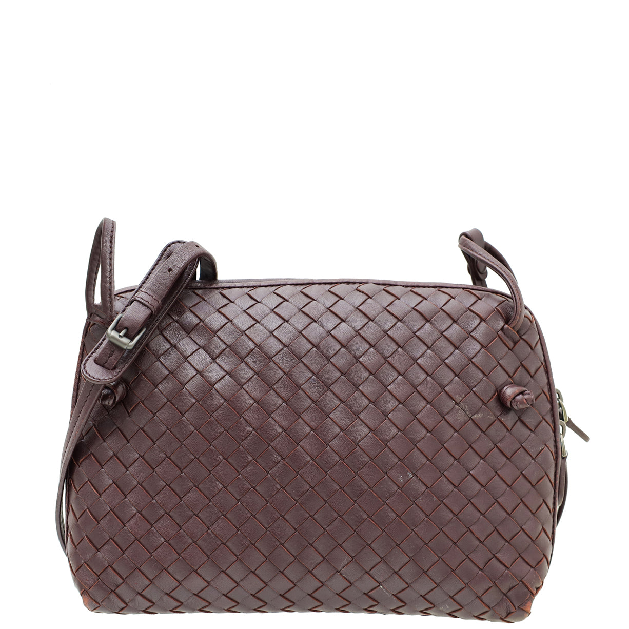 Bottega Veneta Burgundy Intrecciato Nappa Nodini Crossbody Bag