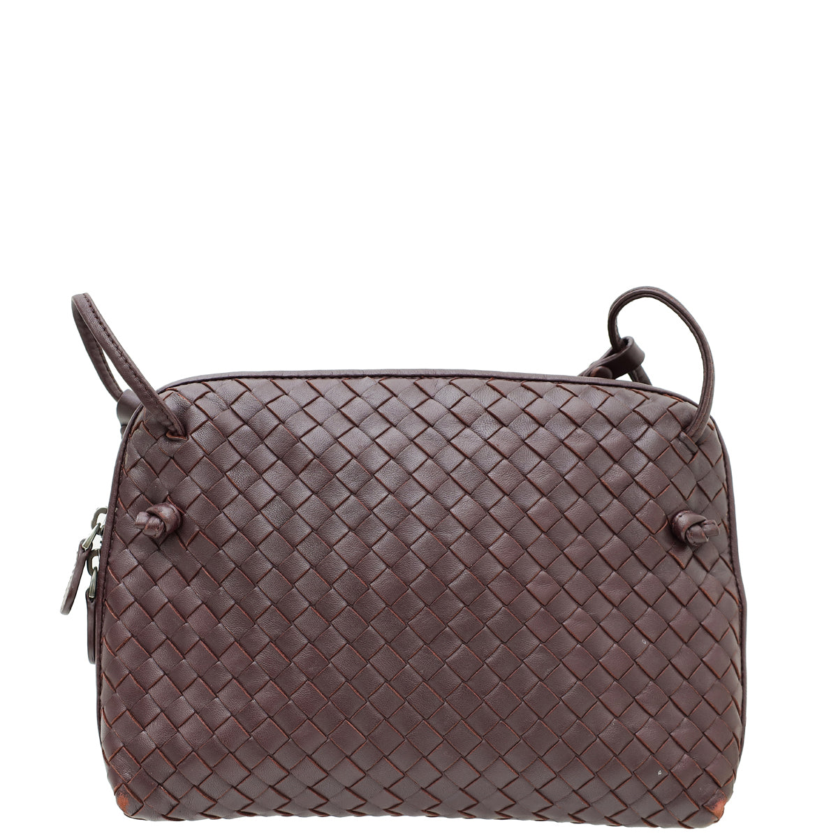 Bottega Veneta Burgundy Intrecciato Nappa Nodini Crossbody Bag-Bottega Veneta-THE CLOSET