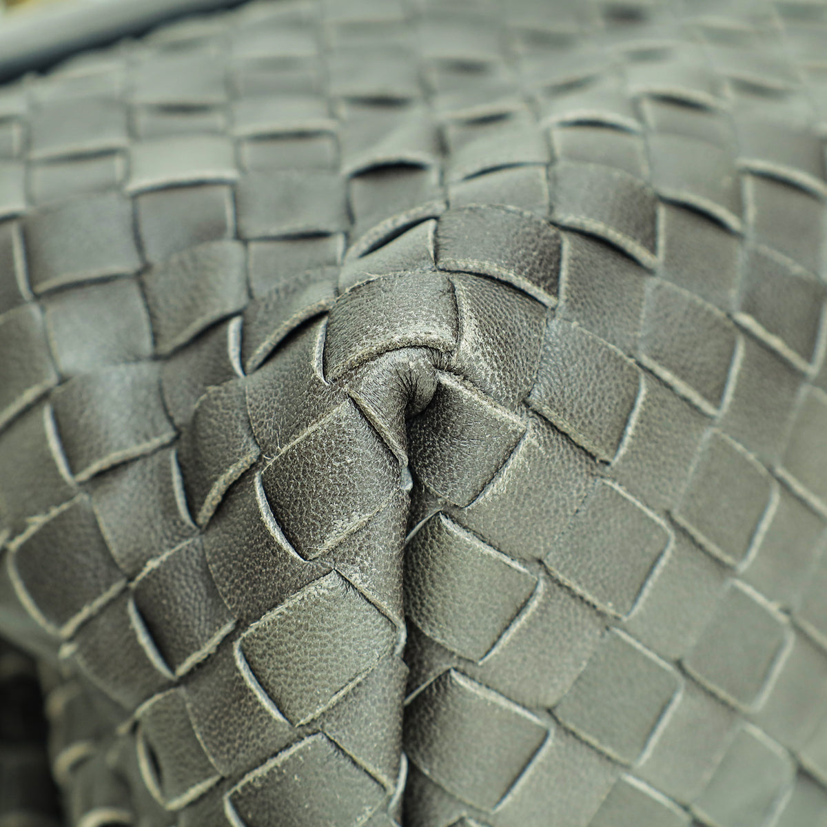 Bottega Veneta Dark Grey Intrecciato Nappa Olimpia Knot Flap Medium Bag