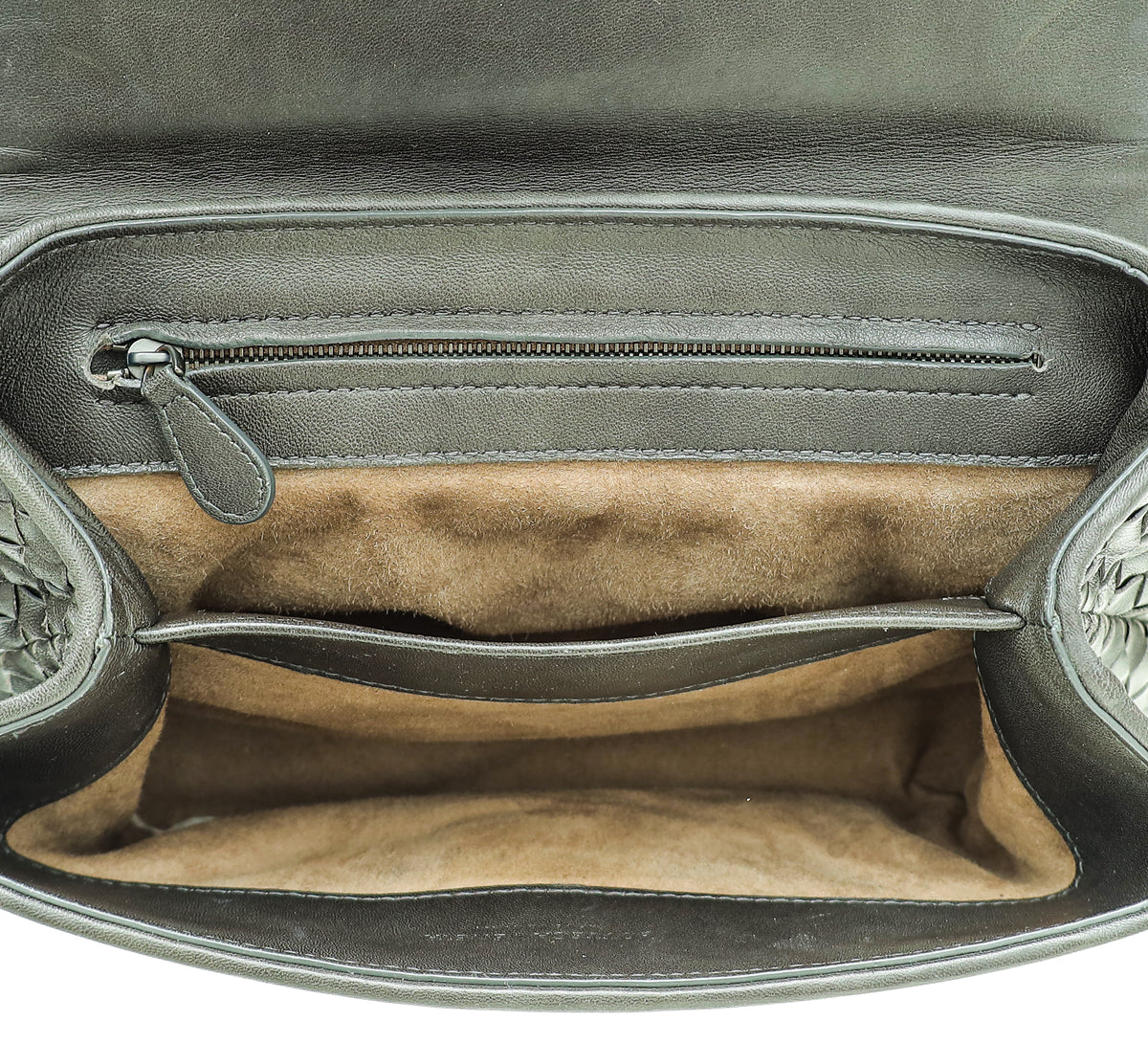 Bottega Veneta Dark Grey Intrecciato Nappa Olimpia Knot Flap Medium Bag