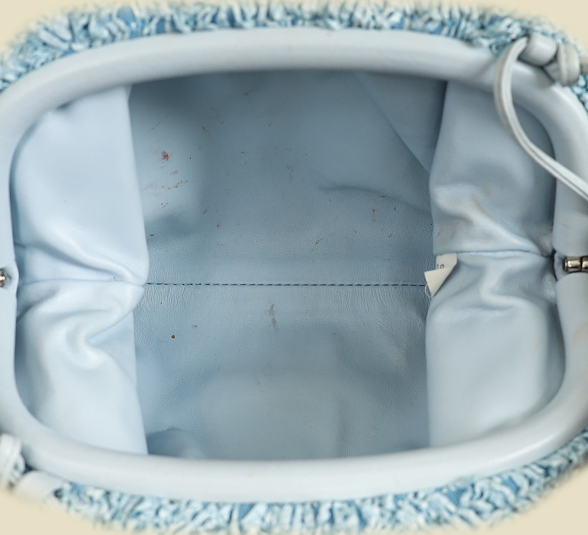 Bottega Veneta Light Blue Curly Raffia Mini Pouch Bag-Bottega Veneta-THE CLOSET