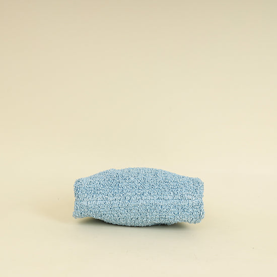 Bottega Veneta Light Blue Curly Raffia Mini Pouch Bag-Bottega Veneta-THE CLOSET