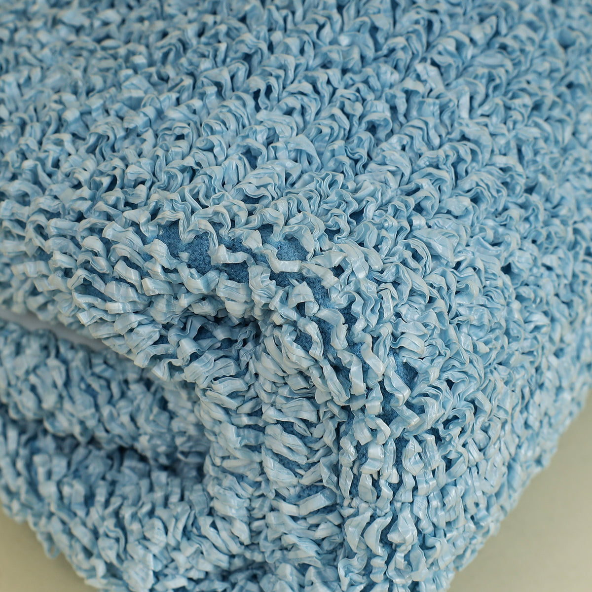 Bottega Veneta Light Blue Curly Raffia Mini Pouch Bag-Bottega Veneta-THE CLOSET