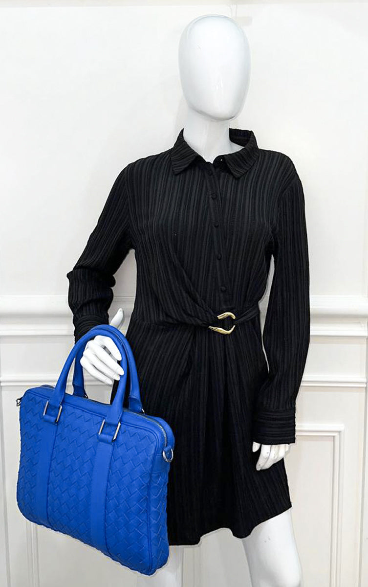 Bottega Veneta Royal Blue Intrecciato Nappa Briefcase Bag