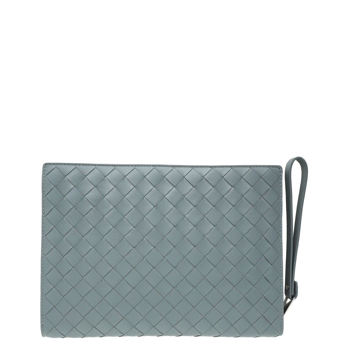 Bottega Veneta Grey Intrecciato Nappa Half Zip Pouch-Bottega Veneta-THE CLOSET