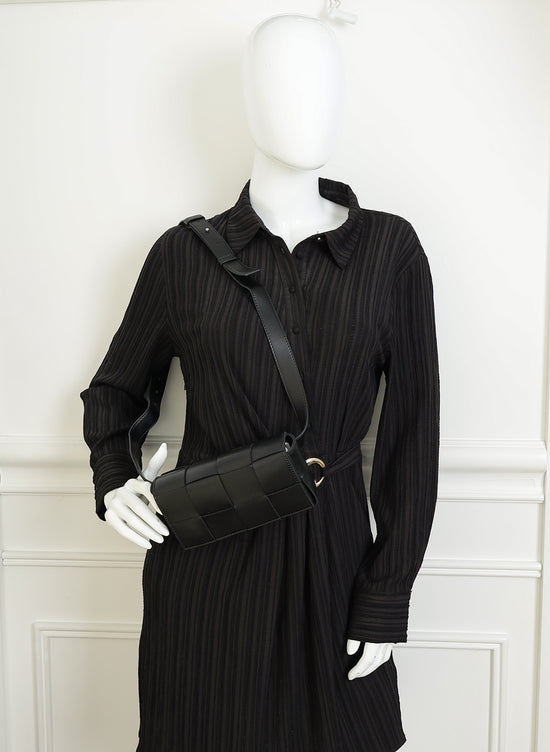Bottega Veneta Black Cassette Small Convertible Belt Bag