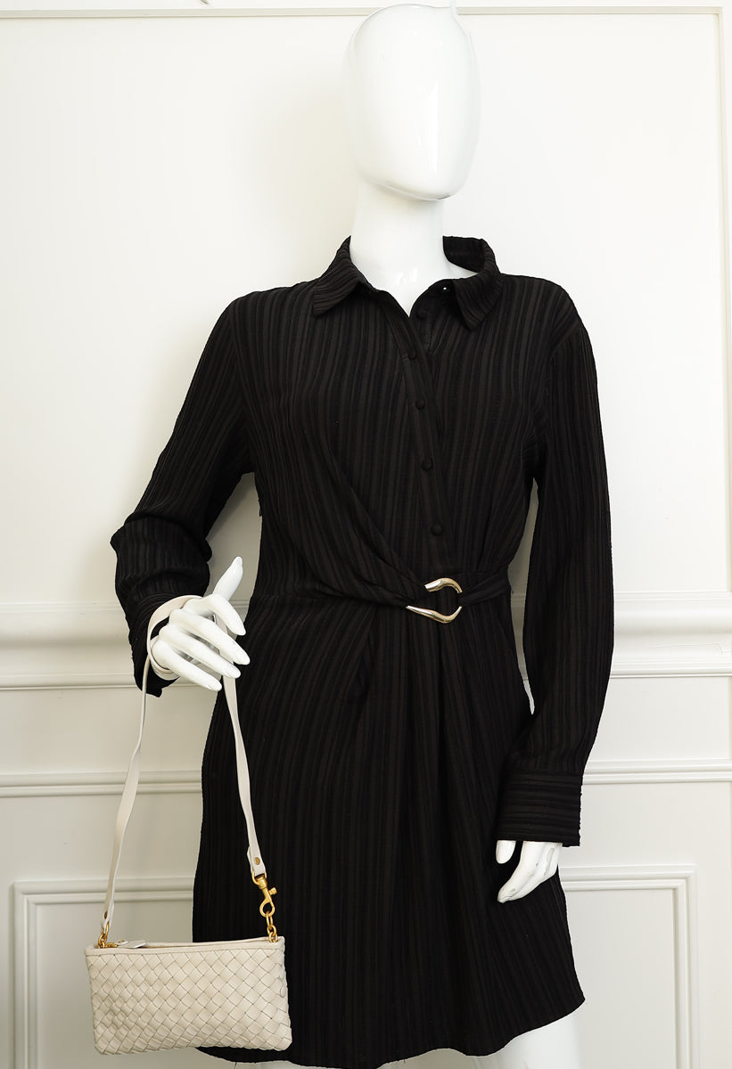 Bottega Veneta Ivory Intrecciato Zipped Pouch on Strap