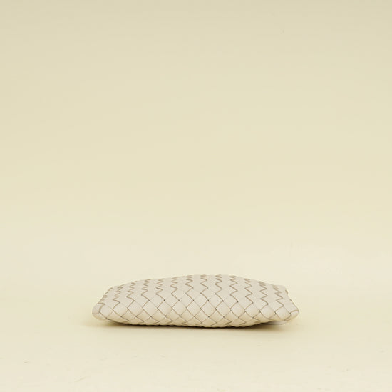 Bottega Veneta Ivory Intrecciato Zipped Pouch on Strap
