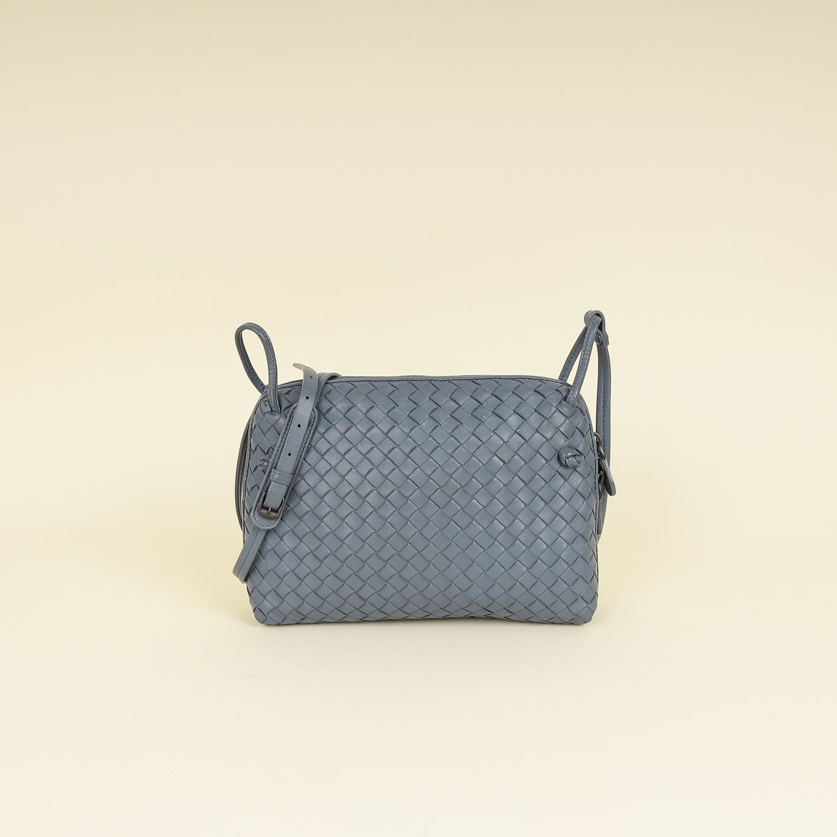 Bottega Veneta Bluish Grey Intrecciato Nappa Nodini Crossbody Bag-Bottega Veneta-THE CLOSET