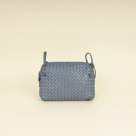 Bottega Veneta Bluish Grey Intrecciato Nappa Nodini Crossbody Bag-Bottega Veneta-THE CLOSET