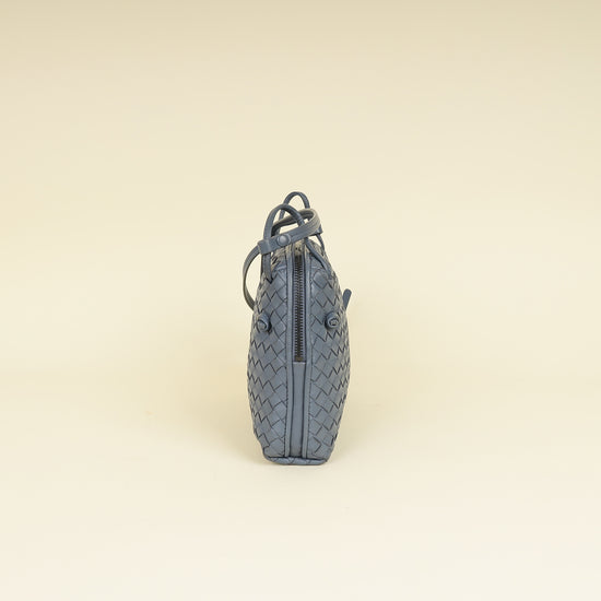 Bottega Veneta Bluish Grey Intrecciato Nappa Nodini Crossbody Bag-Bottega Veneta-THE CLOSET